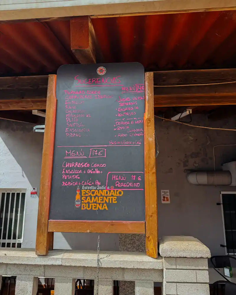 menu peregrino camino ingles